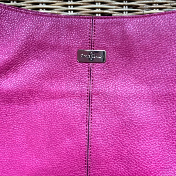 Cole Haan Pink Leather Hobo Bag with Seam Detail